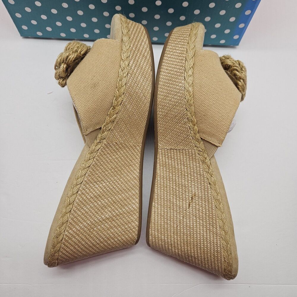 NEW Lindsay Phillips Devon light brown Wedge platform sandal size 9.5 snap shoes - Picture 6 of 8